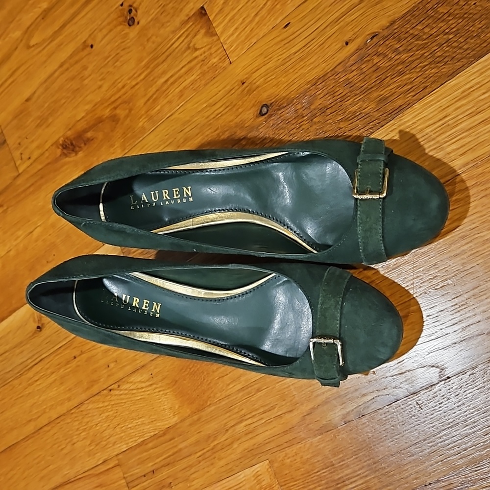 Green suede RL shoes